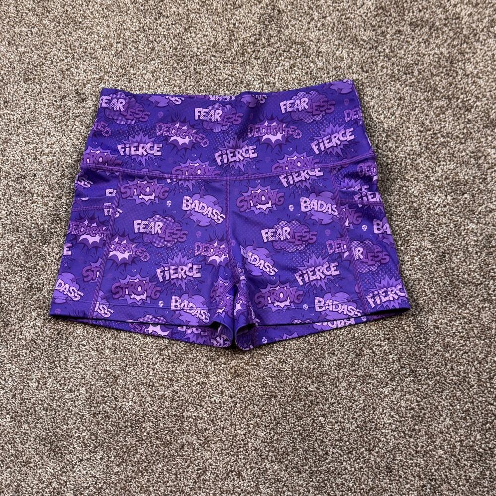 CVG Constantly Varied Gear Purple Graphic Shorts Fearless Fierce Bad *** Purple